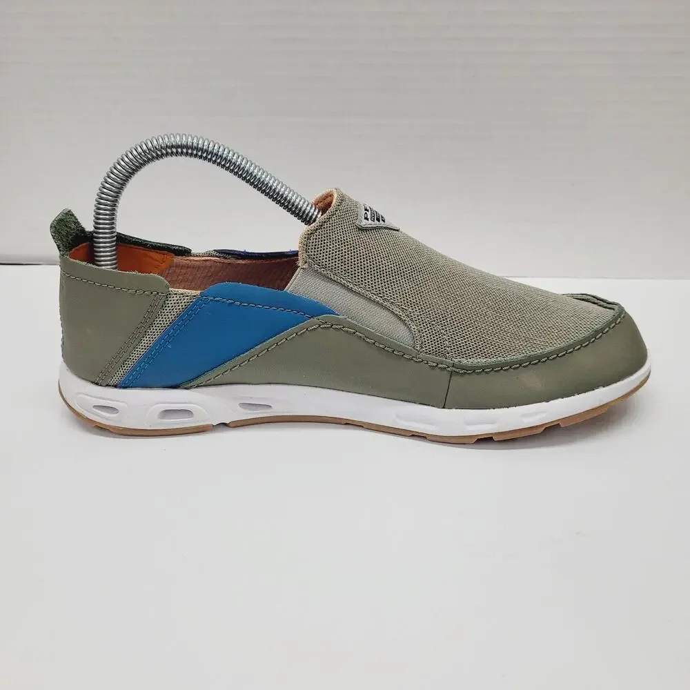 Columbia PFG Bahama Vent Relaxed Men's 7 Olive Green Blue Orange Slip On Boat